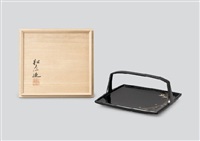 Handled tray with design of bird and flower |... Handled tray with design of bird and flower |...